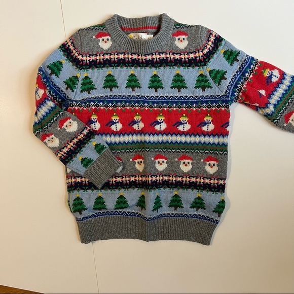 Christmas Fair Isle Sweater (unisex) with Pom details from MiniBoden size 4-5 - Picture 1 of 2